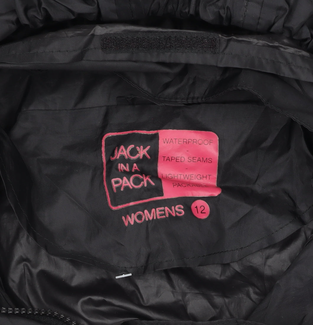 Jack In A Pack Womens Black Size 12 Waterproof Hooded Rain Jacket