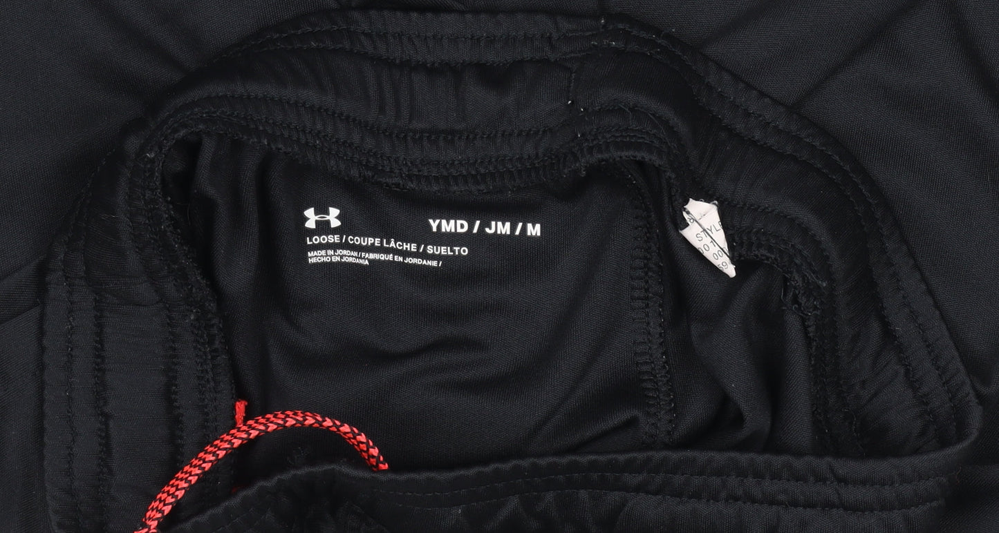 Under Armour Boys Black Medium Athletic Shorts Loose Fit with Drawstring