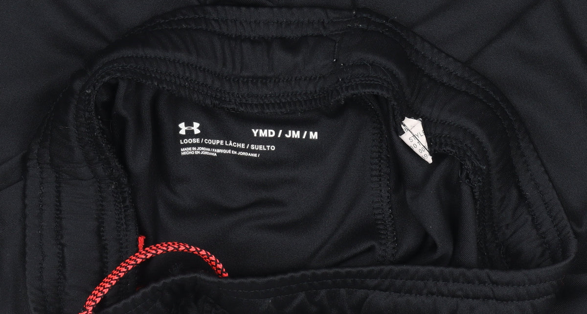 Under Armour Boys Black Medium Athletic Shorts Loose Fit with Drawstring