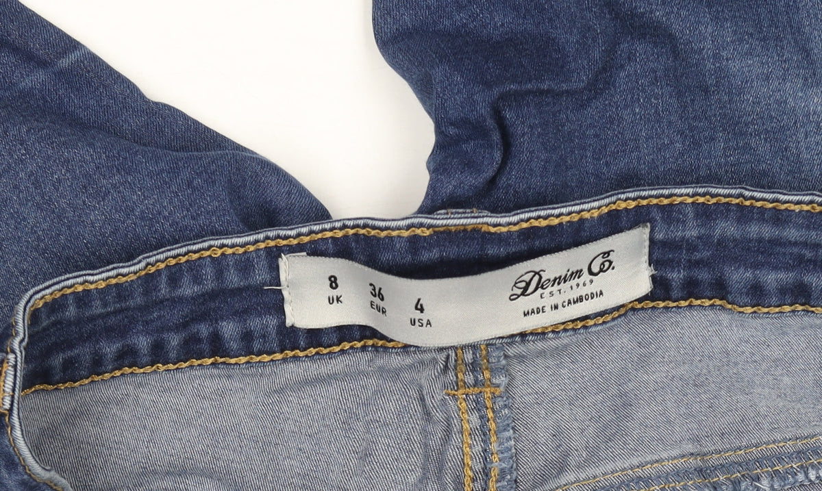 Denim Co. Women’s Blue Mid Rise Skinny Distressed Jeans Size 8