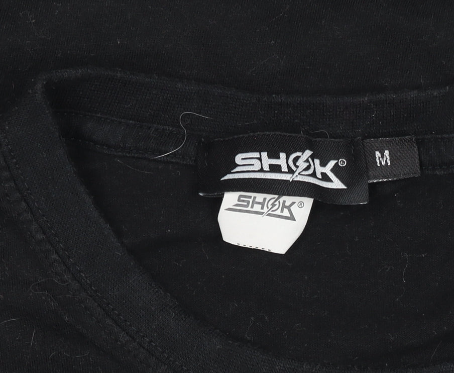 SHOK Womens Black Graphic Cotton T-Shirt Size M City Street Style