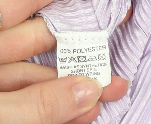 Forever by Michael Gold Women's Purple Pleated Short Sleeve Blouse M