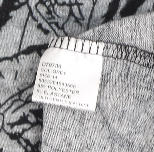 Stella Morgan Women Grey Size 14 Shift Dress 3/4 Sleeve Stretch