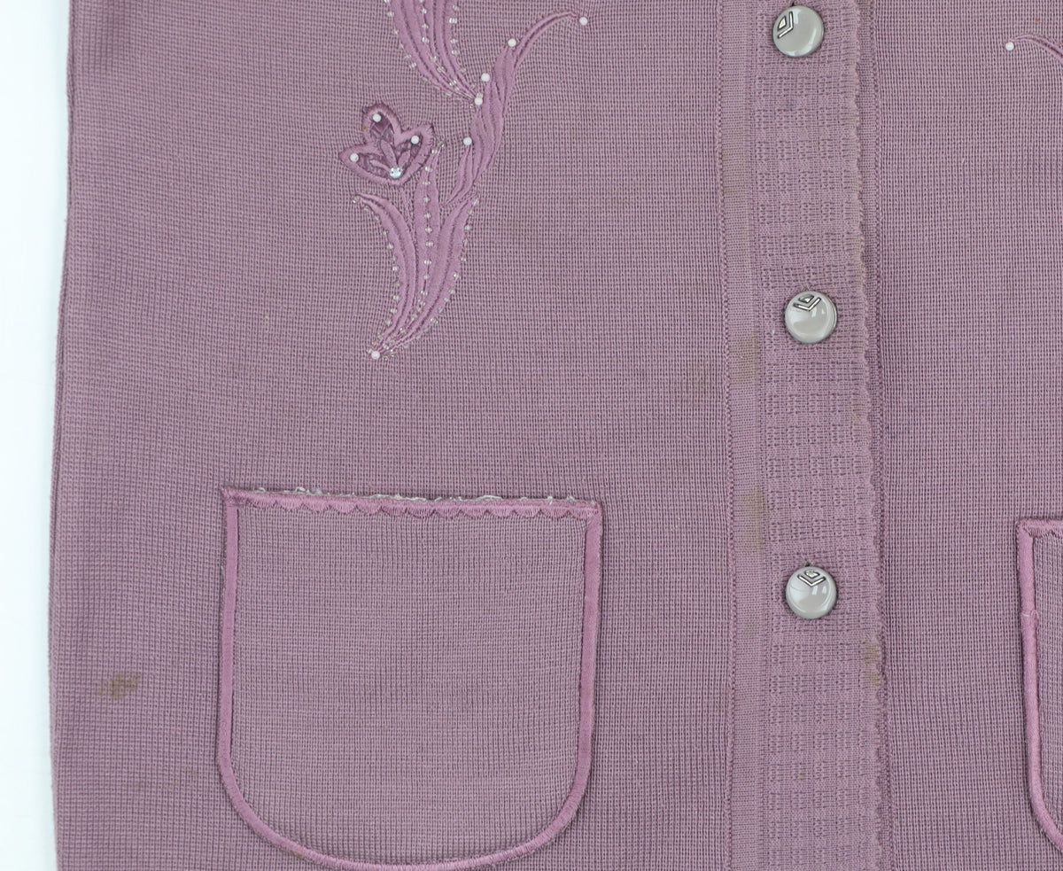 Paramour Collection Women's Purple Embroidered Cardigan M