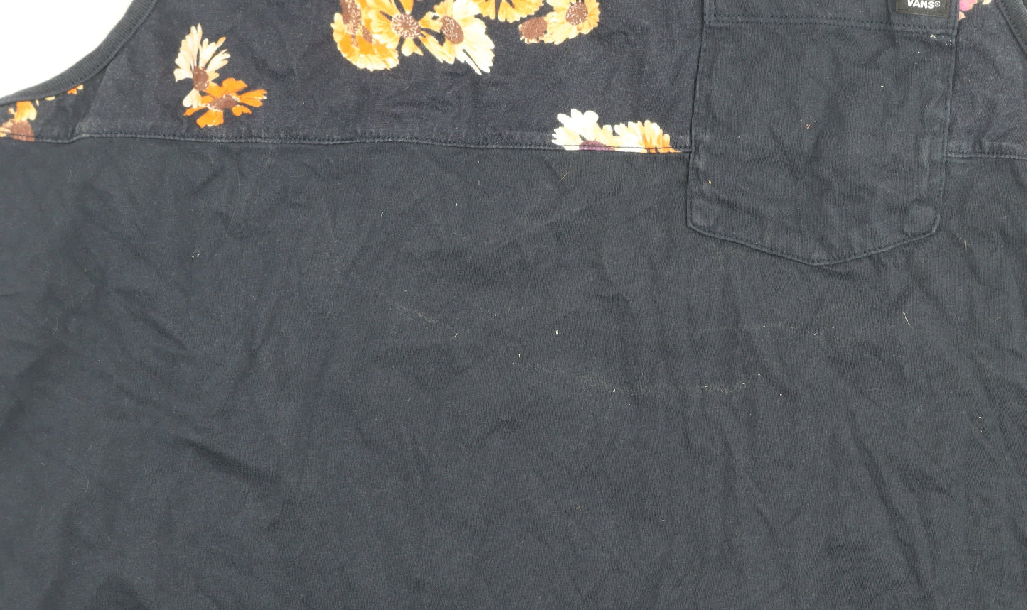 Vans Mens Navy Floral Sleeveless Cotton Tank Top XL