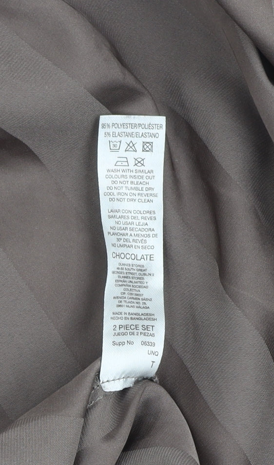 Dunnes Women Chocolate Brown XXL Pyjama Top Long Sleeve Satin Look
