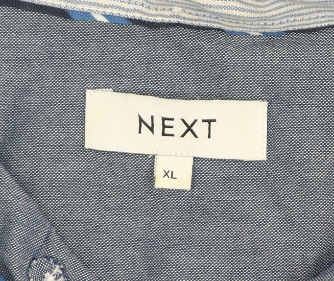 Next Men's Blue Cotton Button-Down Long Sleeve Shirt XL