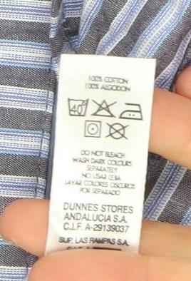 Dunnes Men's Blue Striped Cotton Long Sleeve Pyjama Top XL