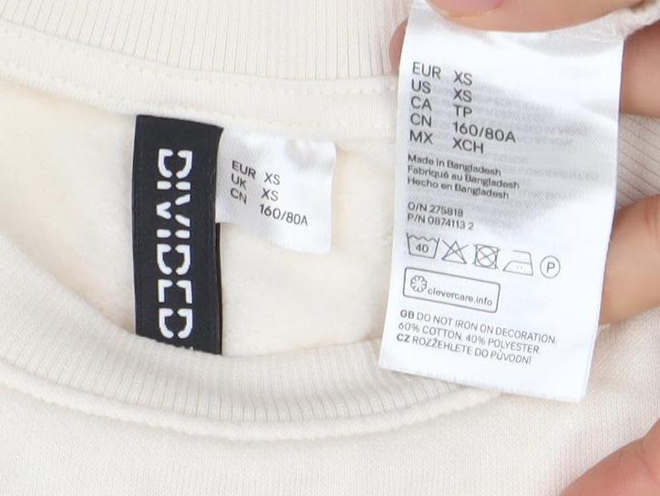DIVIDED Women Beige XS Pullover Crew Neck Sweatshirt