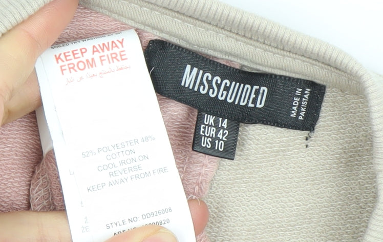 Missguided Women’s Beige Pink Colourblock Pullover Sweatshirt UK 14