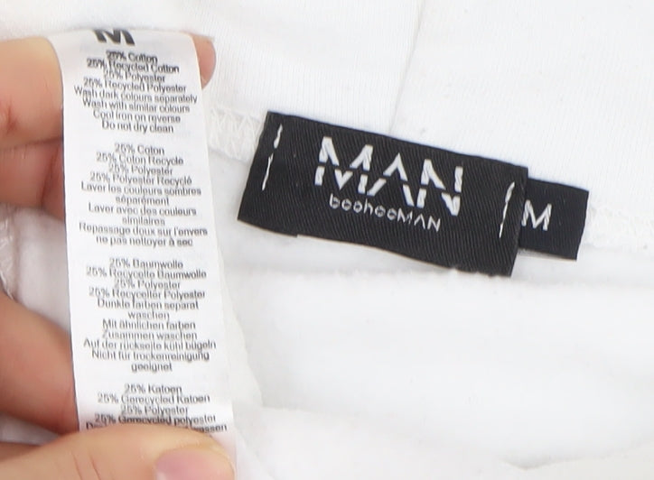 boohooMAN Men's White Graphic Print Pullover Hoodie Size M