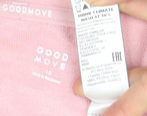Goodmove Women Pink Crew Neck Long Sleeve Cotton Sweatshirt Size 10