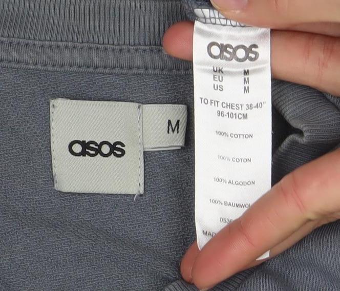 ASOS Men Blue M Crew Neck Long Sleeve Pullover Sweatshirt