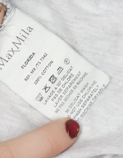 MaxMila Women’s Grey Florida Print Cotton T-Shirt Size M