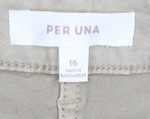 Marks & Spencer Per Una Beige Cargo Trousers Unisex Adults Size 16 Relaxed Fit