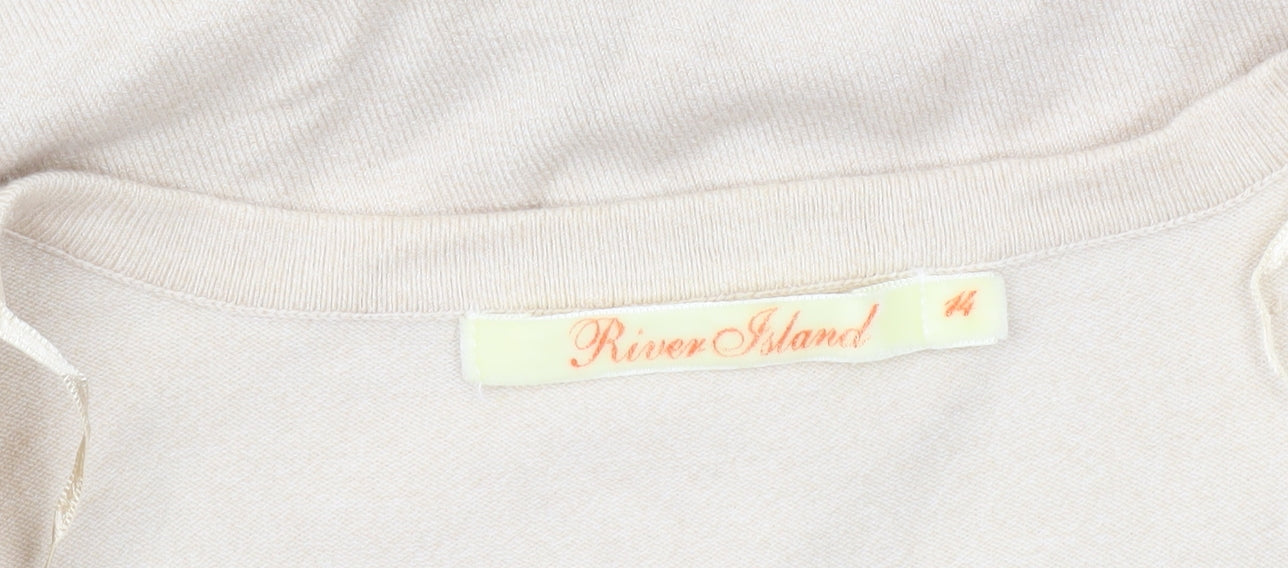 River Island Womens Beige V-Neck Pullover Jumper Size 14