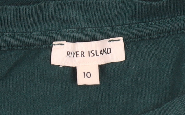 River Island Women’s Green Cold Shoulder Cotton T-Shirt Size 10