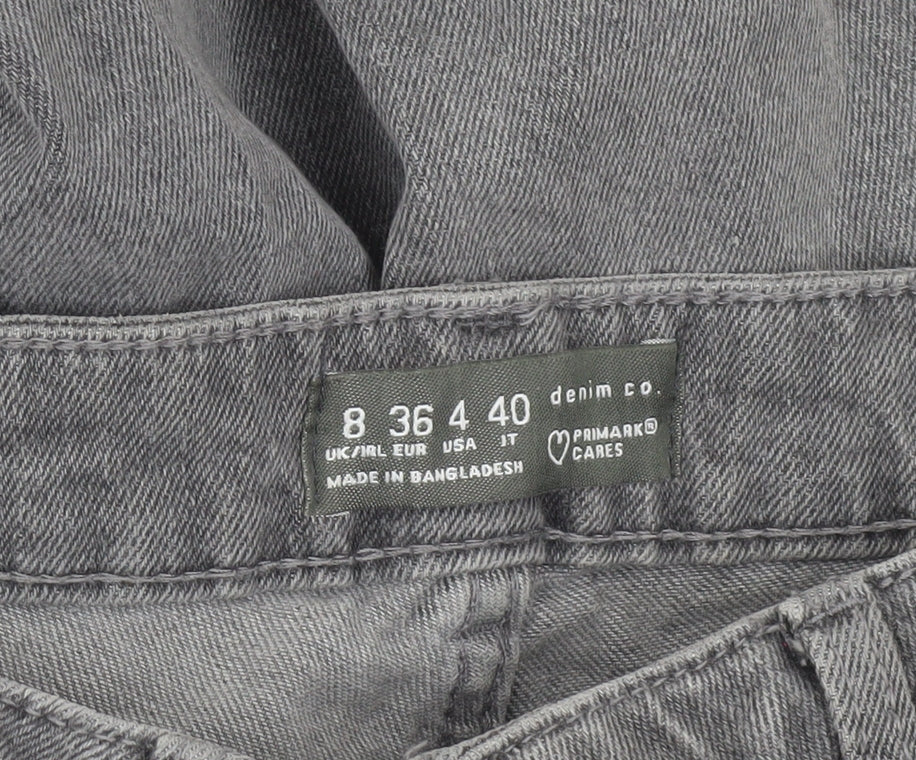 Primark Women Grey Straight Leg Jeans Size 8 Regular Fit Denim