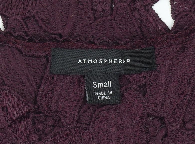 Atmosphere Womens Purple Floral Lace Cropped Blouse Size S