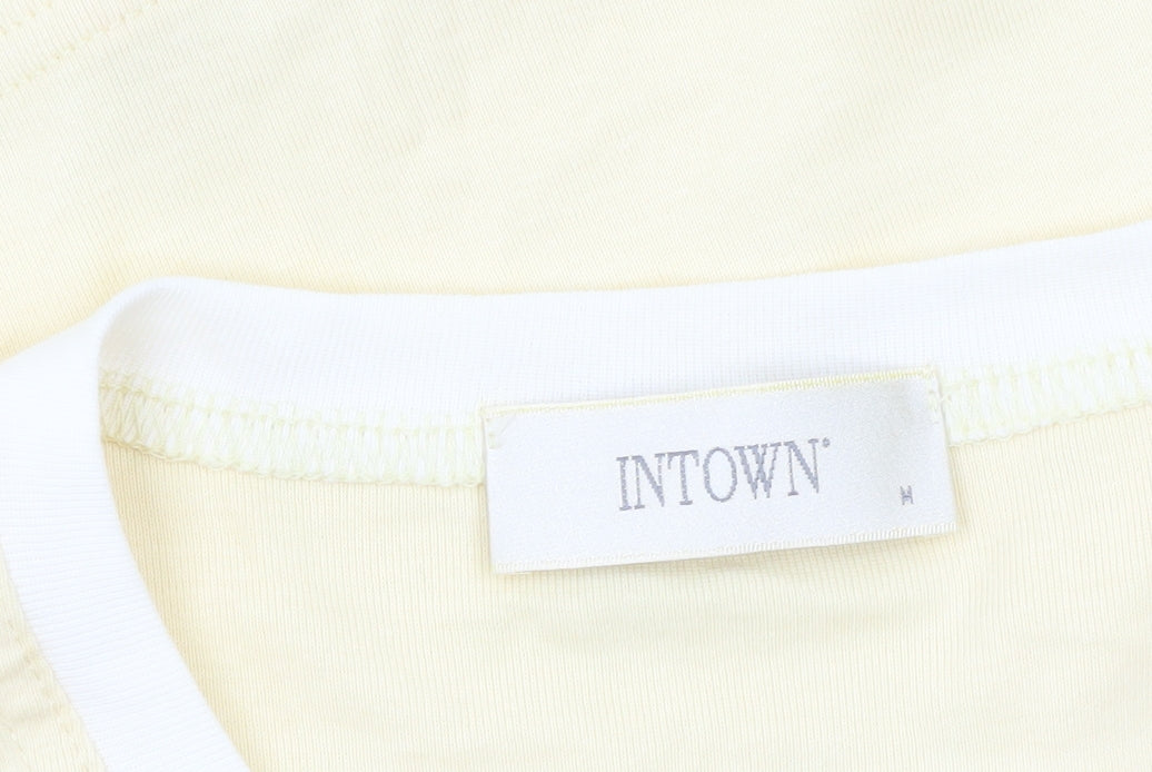 INTOWN Women’s Yellow Ringer Cotton T-Shirt Size M