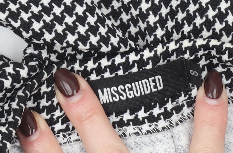 Missguided Women’s Black Houndstooth Slim Tapered Trousers Size 8