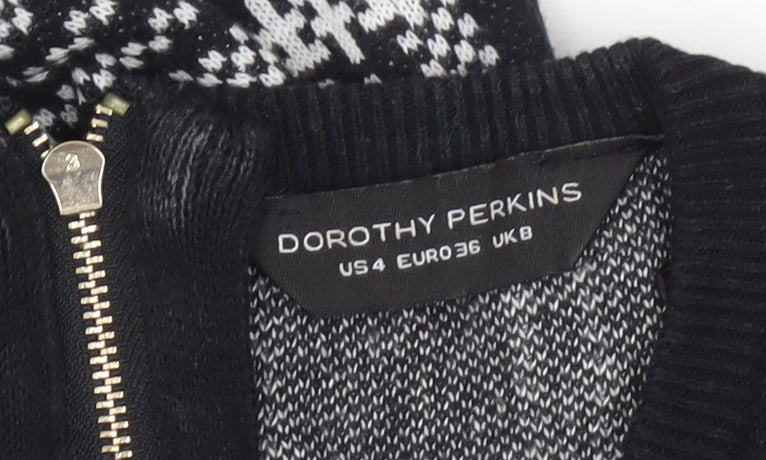Dorothy Perkins Women Black Check Knit Bodycon Dress Size 8