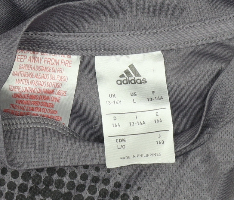 Adidas Boys Grey Camouflage Short Sleeve Training T-Shirt 13-14 Years