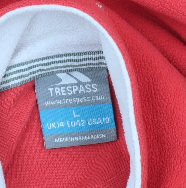 Trespass Womens Red Fleece Pullover Sweatshirt UK14 L Half Zip Outdoor