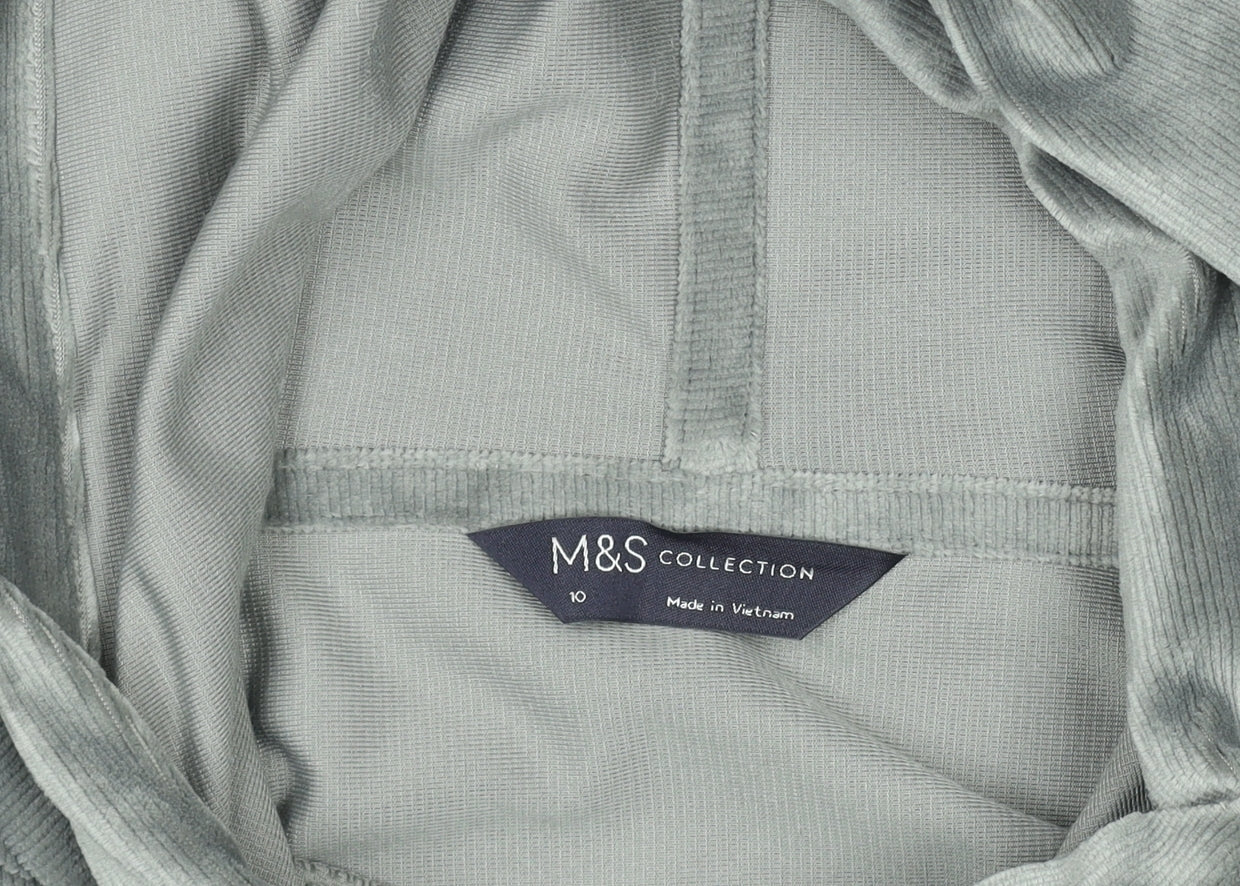 Marks & Spencer Women Grey Velour Pullover Hoodie Size 10