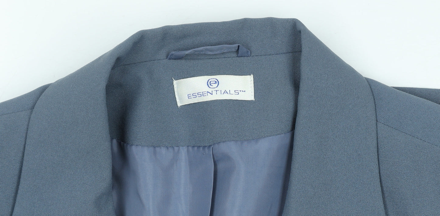 Essentials Women Blue One-Button Blazer Size M Regular Fit