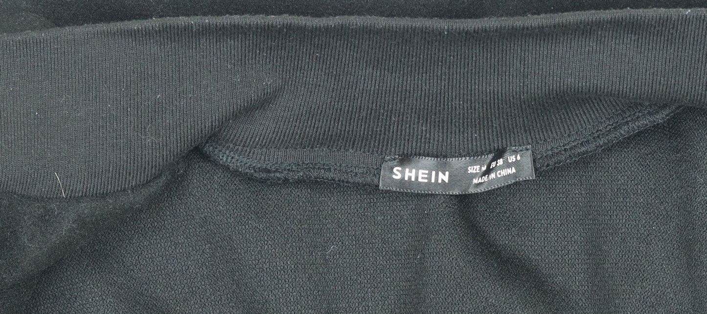 SHEIN Womens Black Varsity Jacket Size 10 Embroidered S College Style