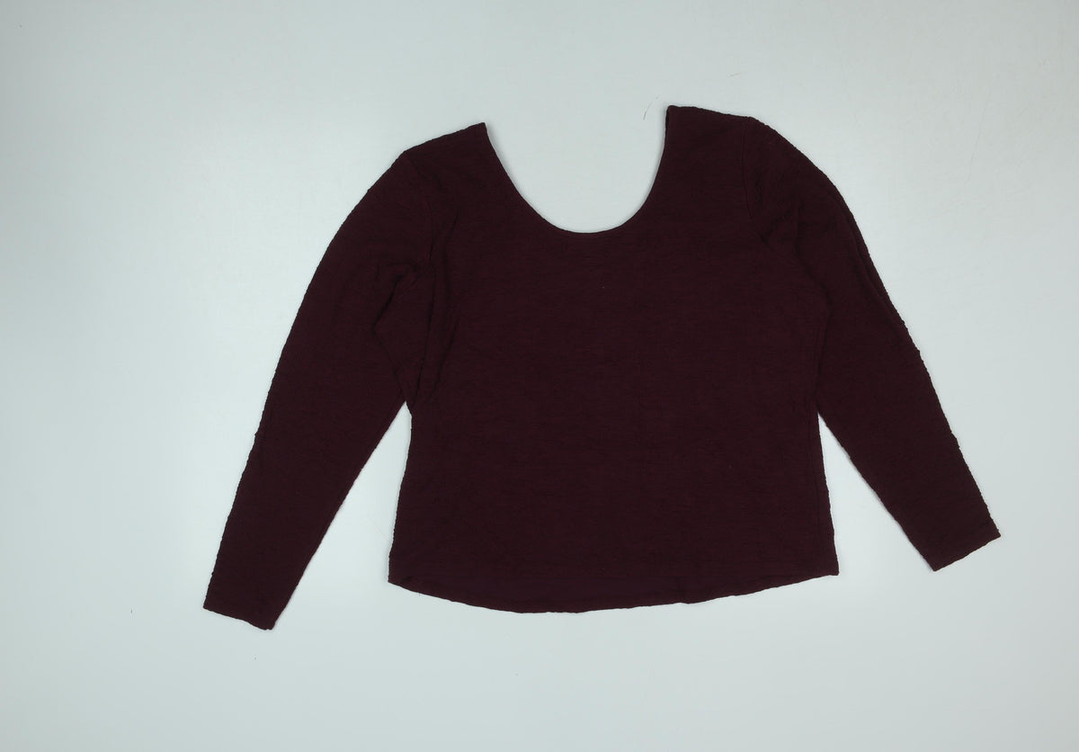 Gallery Women's Burgundy Long Sleeve Stretch Jersey Top XL