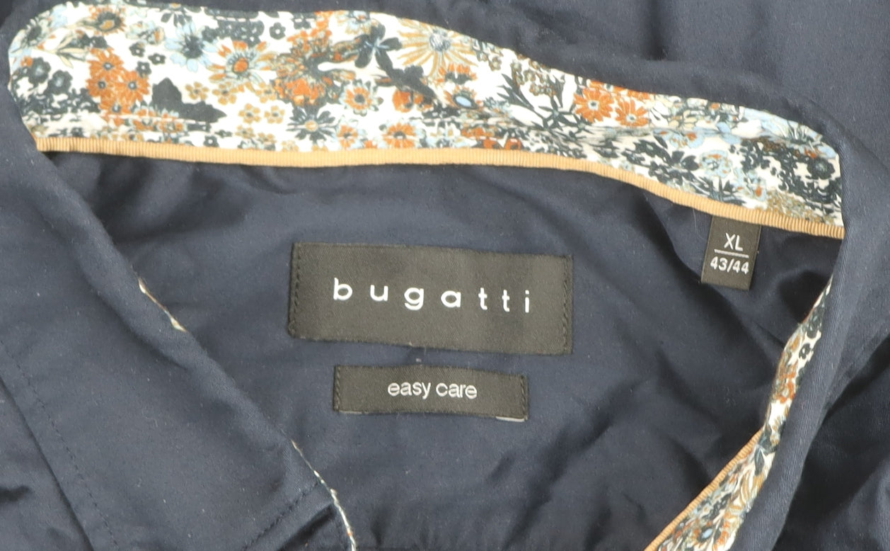 Bugatti Men's Blue Long Sleeve Easy Care Formal Dress Shirt XL 43/44