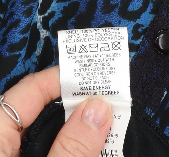 A|wear Women Blue Animal Print Collared Sleeveless Fit & Flare Dress Size 12