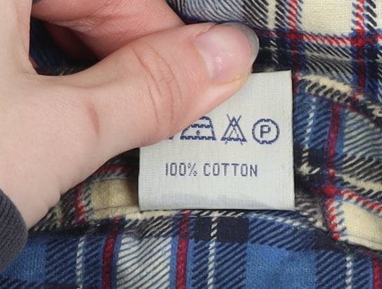 Focus Collection Men's Blue Checked Flannel Long Sleeve Shirt XL