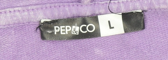 Pep&Co Women’s Lilac Pullover Hoodie L Cotton Blend Casual