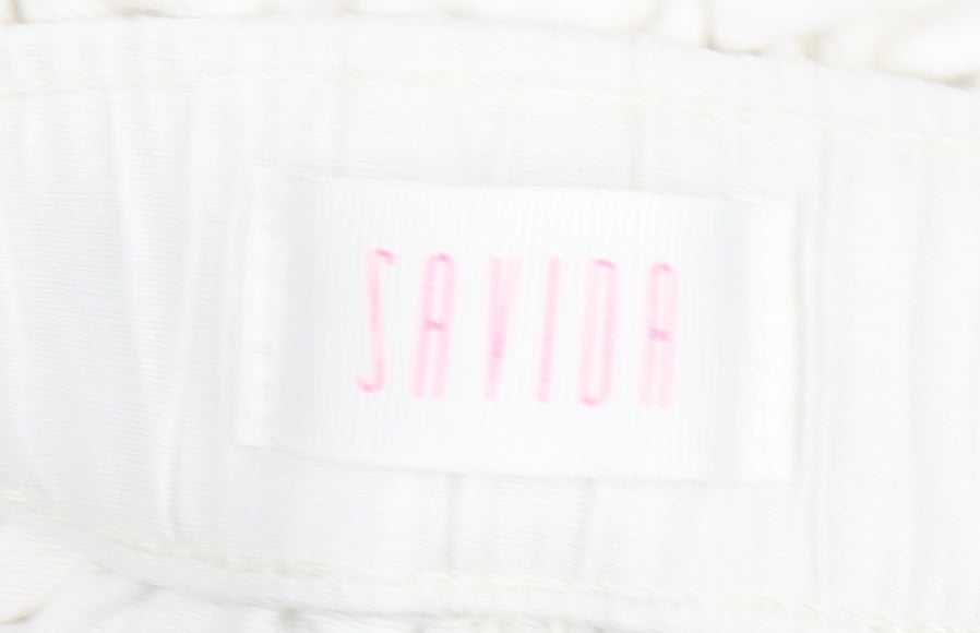 Savida Women’s White High Rise Mom Jeans Size 8 Cotton Denim