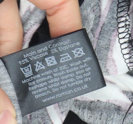 Roman Women Black Pink Ikat Print Long Sleeve Viscose Blouse Size 10