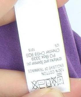 Marks & Spencer Womens Purple 3/4 Sleeve Scoop Neck Cotton T-Shirt Size 18