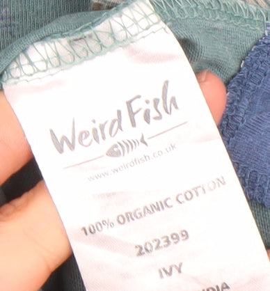 Weird Fish Women's Green Floral 3/4 Sleeve Cotton T-Shirt Size 12