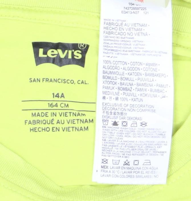 Levi’s Boys Yellow Logo Short Sleeve Cotton T-Shirt Size 14 Years