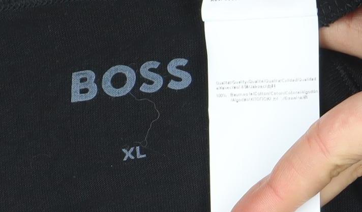 BOSS Men's Black XL Regular Fit Cotton Crew Neck T-Shirt