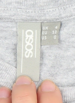 ASOS Women's Grey You Go Girl T-Shirt Size 4 Short Sleeve