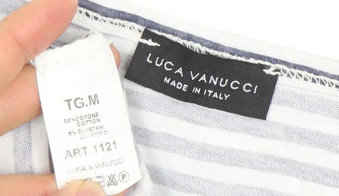 Luca Vanucci Women’s Blue Striped Cotton Shift Dress M