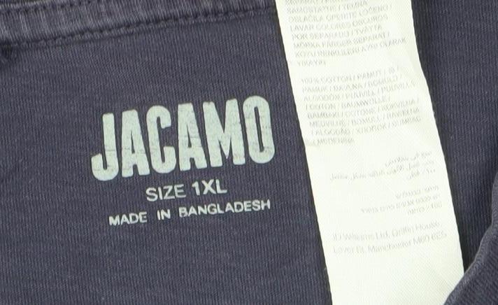 Jacamo Men's Blue 1XL V-Neck Short Sleeve Cotton T-Shirt