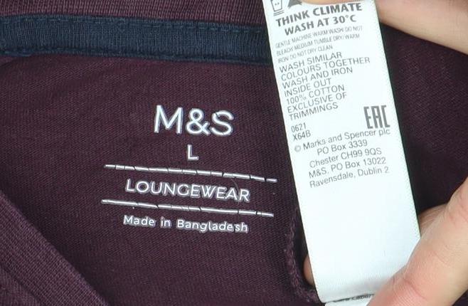 Marks & Spencer Men's Burgundy Graphic 'Just Chillin’' Cotton T-Shirt Size L