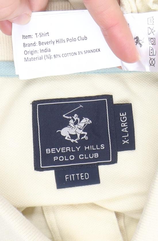 Beverly Hills Polo Club Men's Beige XL Slim Fit Cotton Polo Shirt