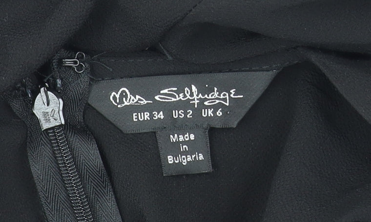 Miss Selfridge Women's Black Short Sleeve Wide-Leg Jumpsuit UK 6