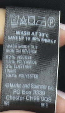 Marks & Spencer Women’s Black Cropped V-Neck Blouse UK 12
