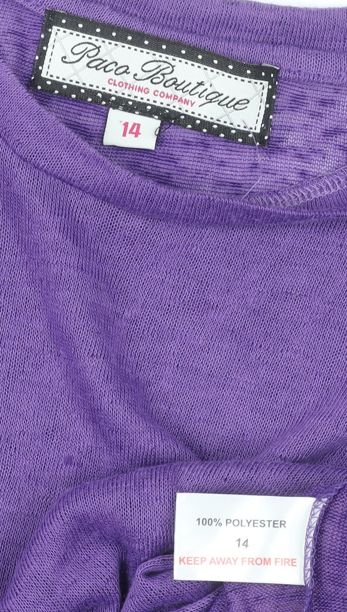 Paco Boutique Women Purple Lace Sleeve Jumper Size 14